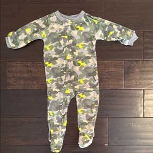 Gerbers Gender Neutral Cozy Green and Gray Camo Footie Sleep and Play Pajamas!